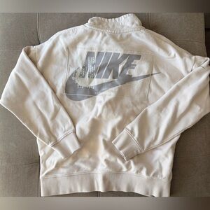 Nike Cream Quarter Zip-Up Sweat Shirt | S